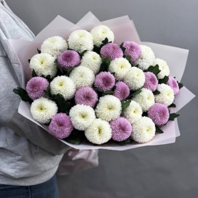 Букет из 31 хризантемы Момоко микс в Сергиевом Посаде