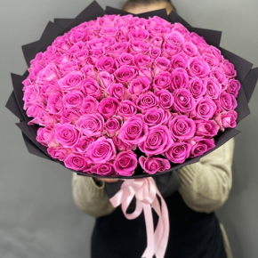 Букет 101 розовой розы Кения (40 см) в Сергиевом Посаде