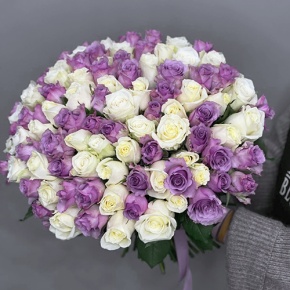Букет "Фиолетовый микс" из 101 розы (40 см) в Сергиевом Посаде