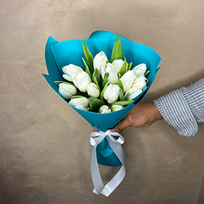 Букет 15 белоснежных тюльпанов в Сергиевом Посаде