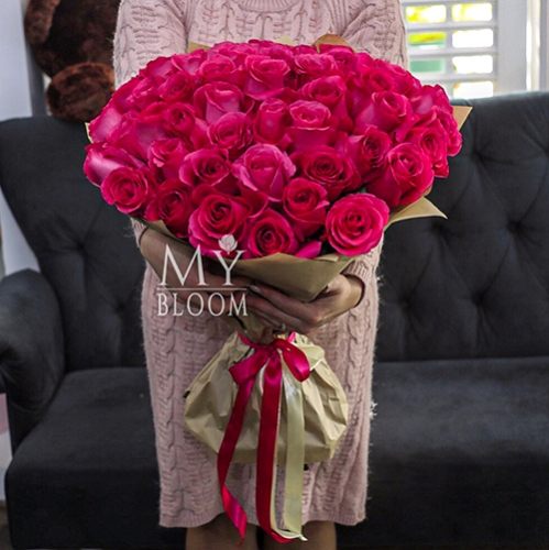 Букет 51 роза Эквадор Пинк Флоид (60 см) в Сергиевом Посаде